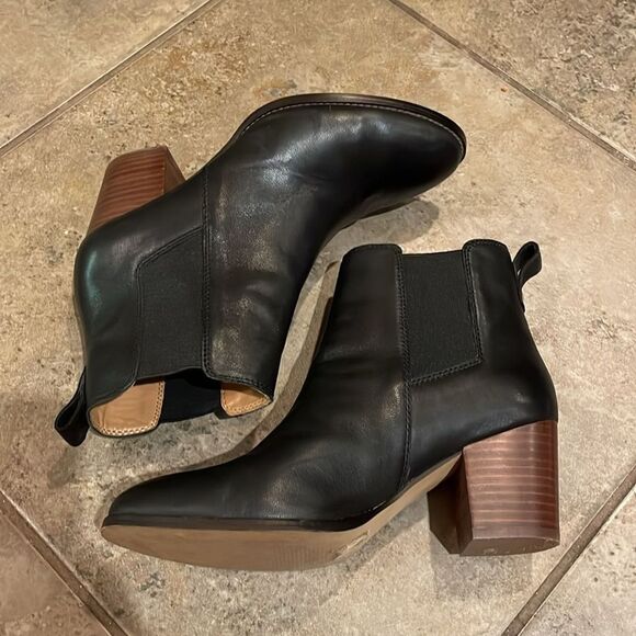 J. Crew Rory Black Leather Heeled Ankle Boots Womens Size 7.5 AR846 - Picture 11 of 12